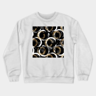 Black White and Golden Mixed Abstract Circles, Minimalist Style Crewneck Sweatshirt